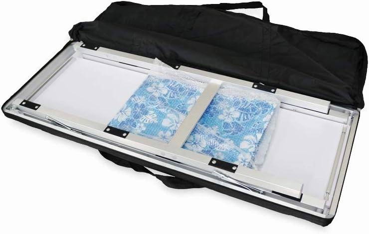 PARTYPONG Black Folding Portable Party Bar with Black Skirt, Storage Shelf, and Carrying Bag - Single Set