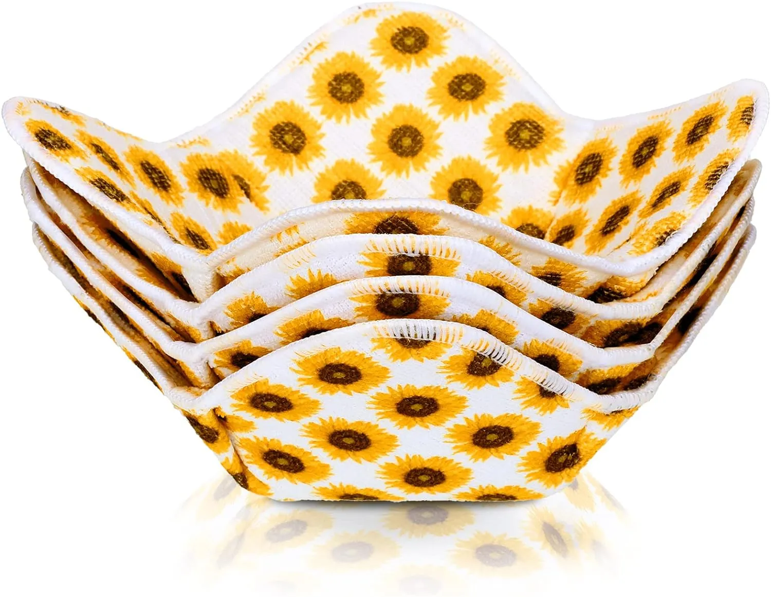 Patelai Microwave Bowl Cozy Holders Set of 4, Microwave Safe Hot Bowl Potholders, Multipurpose Heat Resistant Plate Holder for Hot Food Home Kitchen (Sunflower)