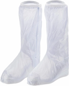 PATIKIL XXL Waterproof Rain Boot Shoe Cover, 1 Pair PVC Reusable Non-Slip Overshoes Rain Galoshes Snow Boots Protector with Zipper for Rainy Outdoor, White