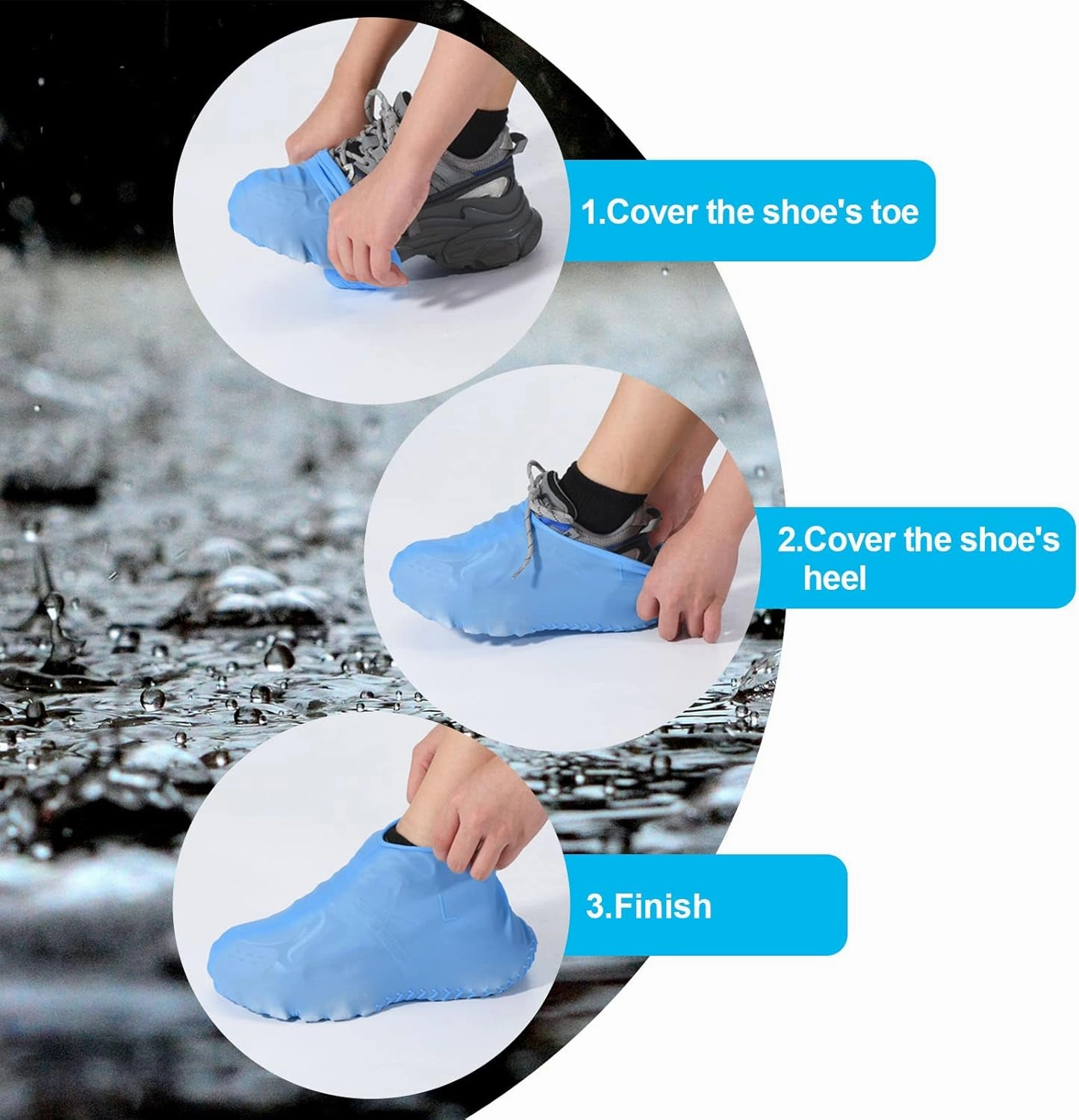 PATIKIL XXL Waterproof Shoes Cover, 1 Pair Silicone Non-Slip Overshoes Reusable Foldable Shoe Protector Rain Galoshes for Boot Rainy Snow Outdoor, Yellow