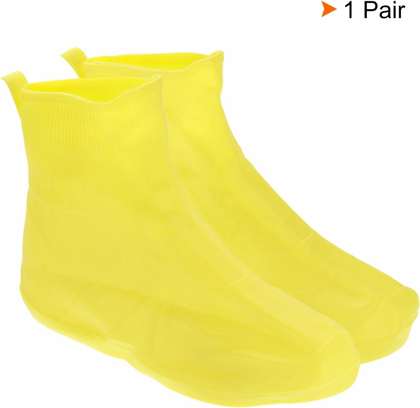PATIKIL XXL Waterproof Shoes Cover, 1 Pair Silicone Non-Slip Overshoes Reusable Foldable Shoe Protector Rain Galoshes for Boot Rainy Snow Outdoor, Yellow
