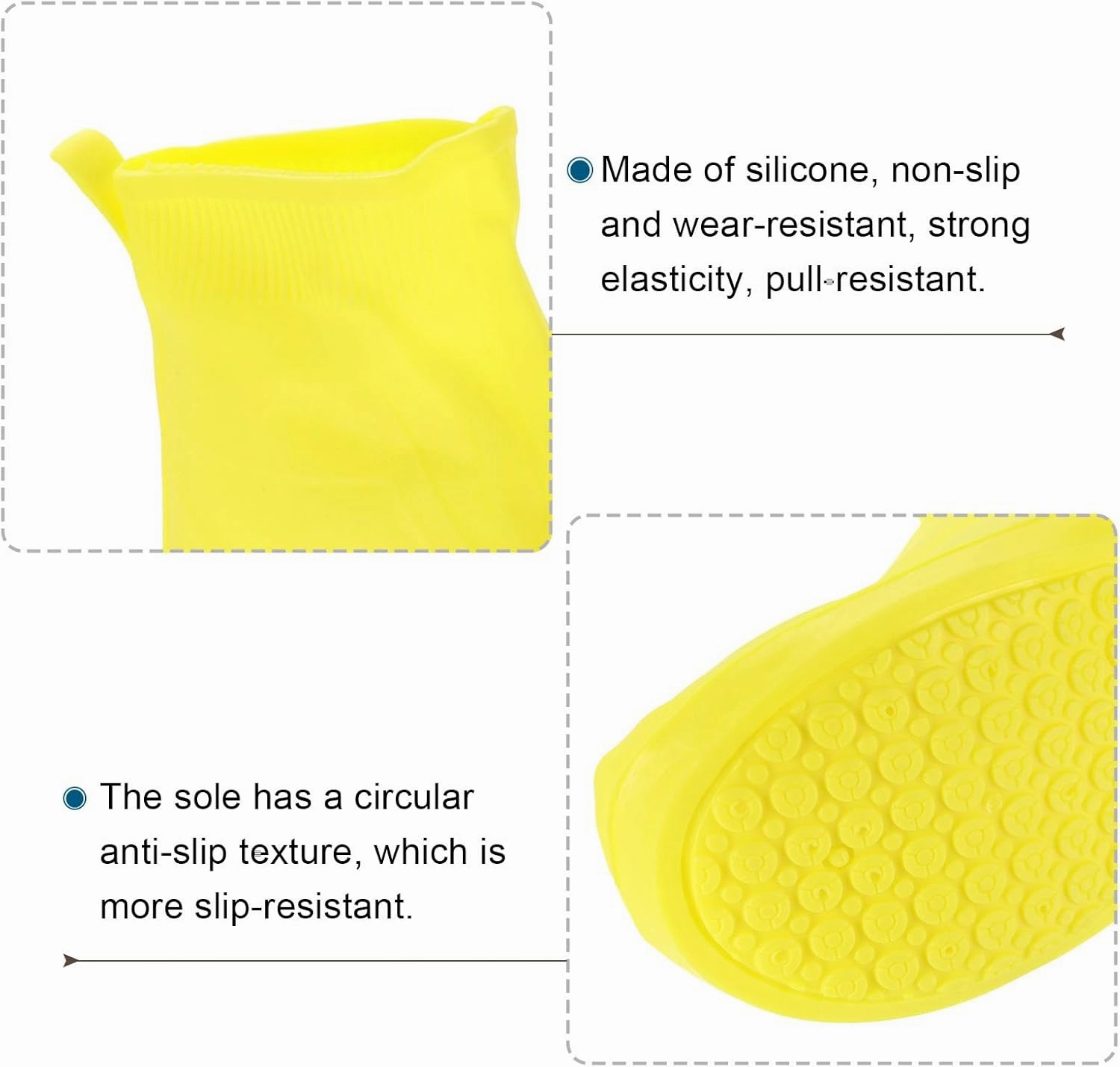 PATIKIL XXL Waterproof Shoes Cover, 1 Pair Silicone Non-Slip Overshoes Reusable Foldable Shoe Protector Rain Galoshes for Boot Rainy Snow Outdoor, Yellow