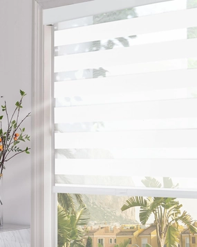 Persilux Blackout Zebra Blinds for Windows (15" W x 47" H, White) Cordless Zebra Shades for Indoor Windows, Sheer Shades Thermal Insulated Blinds with Upgraded Cassette, Roller Window Shades for Home