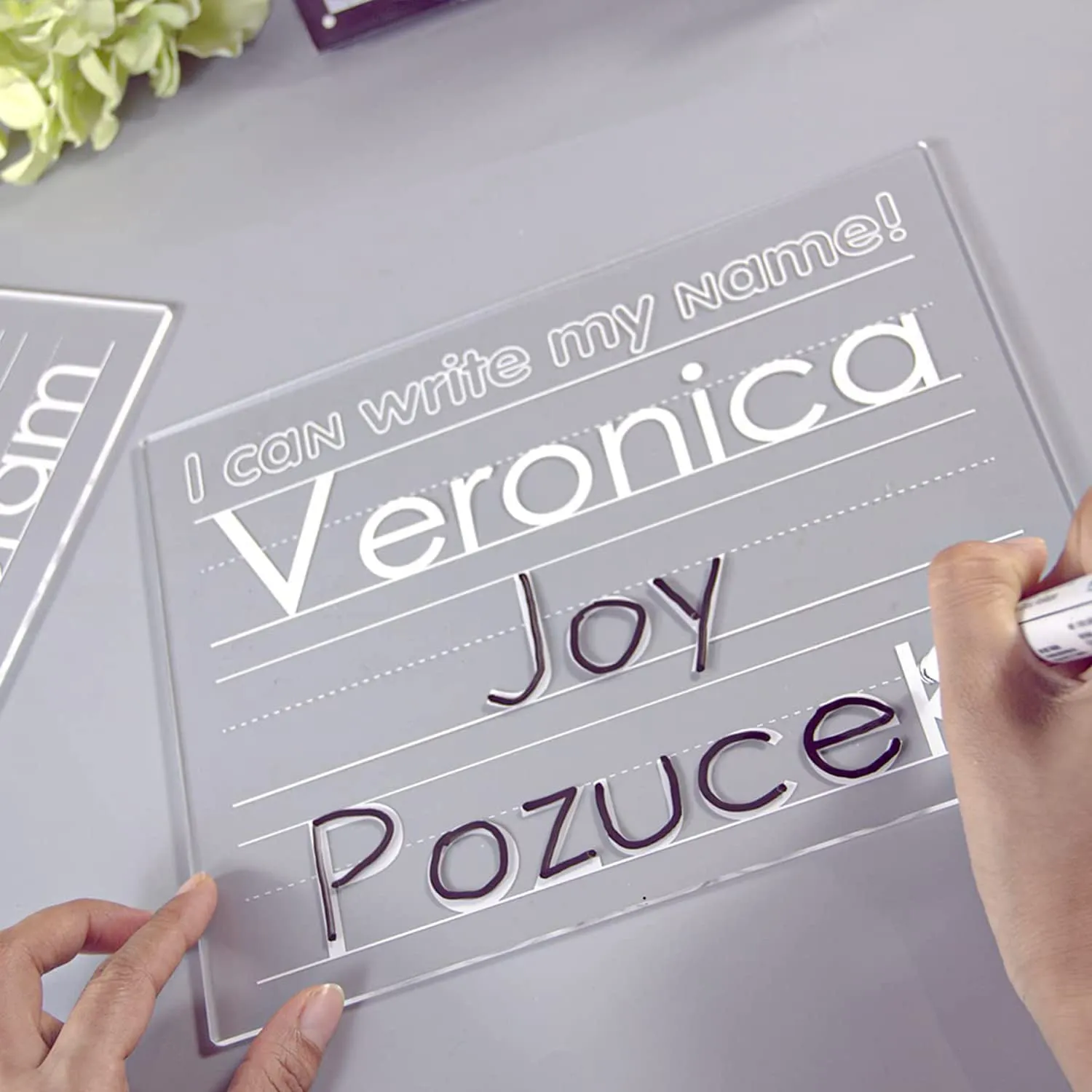 Personalized Name Tracing Board Custom Trace Dry Erase Board Reusable Washable Board Preschool Learning Education Supplies Tracing Board for Students Gift with Marker (8×10in)