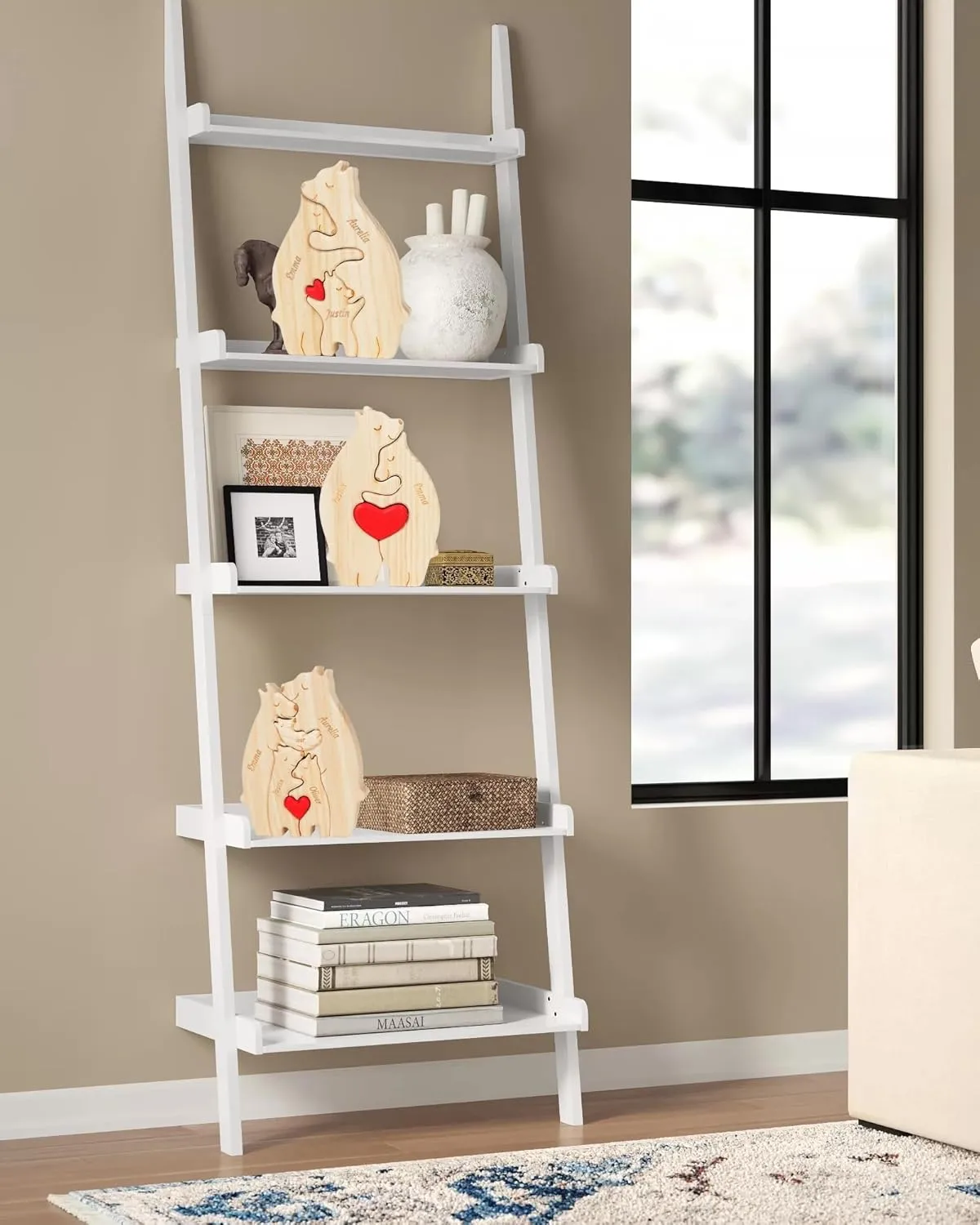 Personalized Wooden Bear Family Puzzle with 2-7 Names, Personalized Mothers Day Birthday Gifts for Mom, Grandma, Family Members, Custom Bear Name Puzzle Gifts for Home House Warming Decor