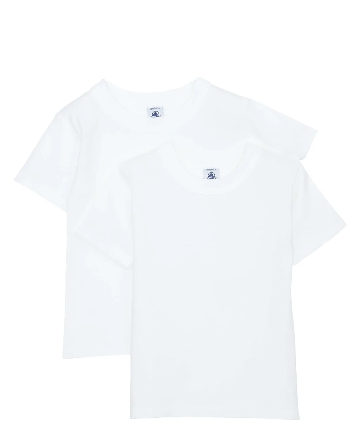 PETIT BATEAU Set of 2 Boy's Short Sleeves White Undershirt Sizes 2-18 Style 15043-23992 (Size 4 Style 15043)