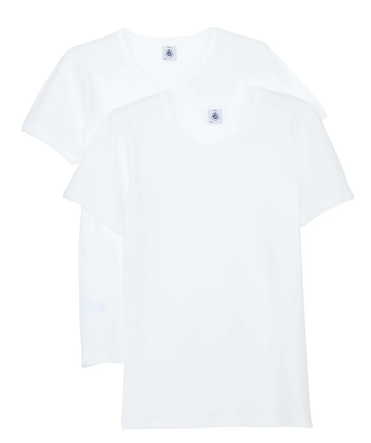 PETIT BATEAU Set of 2 Girl's Short Sleeves White Underwear/Undershirt Sizes 2-18 Style 15039 (Size 3 Style 15039)