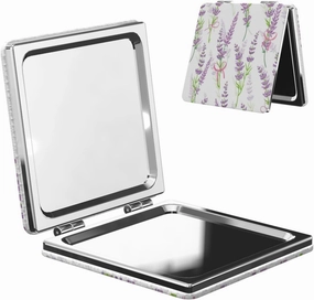Peynir Beautiful Violet Lavender Women Handheld Makeup Mirror Portable Compact Mirror Folding Mini Cosmetic Mirror