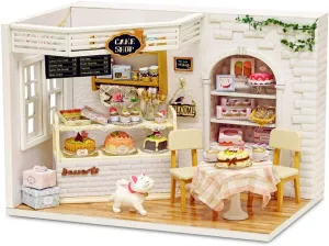 piberagi DIY Miniature Dollhouse Kit with Furniture, 1:24 Scale Creative Room Mini Wooden Doll House Accessories Plus Dust Proof for Kids Teens Adults(Cake Diary)