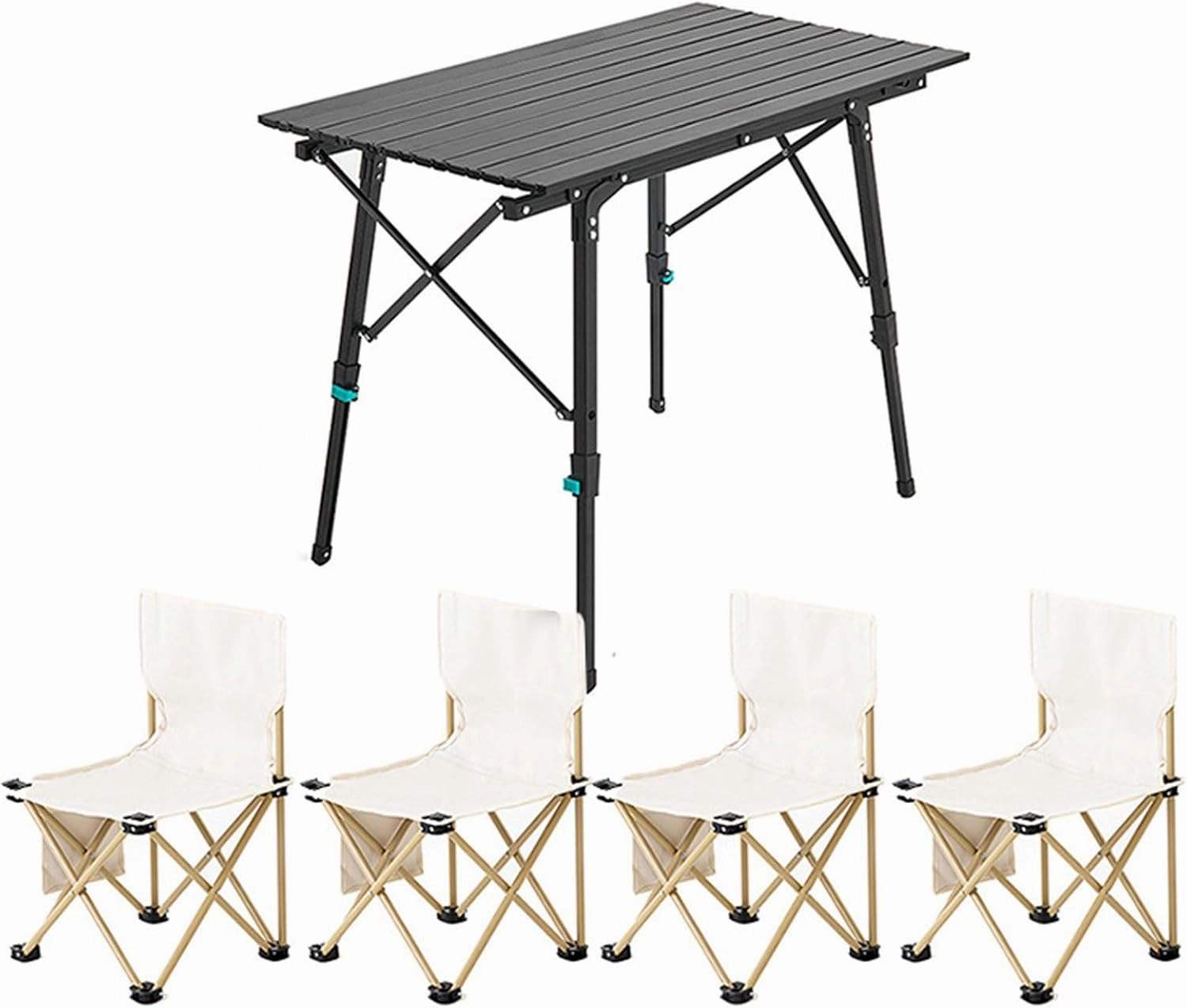 Picnic Camping Table with Adjustable Height Aluminum Legs, Portable Camp and Chairs, Lightweight Foldable for Outdoor, Picnic,Backyard,BBQ, Indoor