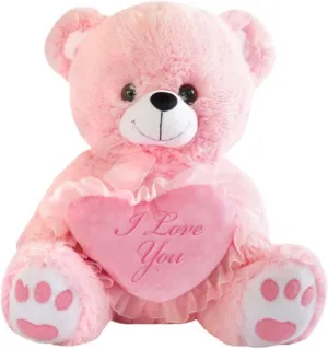 Pink Teddy Bear with I Love You Heart (Pink 10 inches)