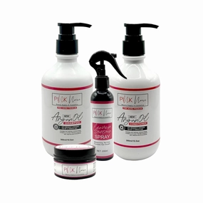 Pink Noire 4-Pack | Shampoo 10.5 fl oz, Conditioner 10.5 fl oz, Leave In Conditioner 7 fl oz, Curl Cream 7 fl oz | Hydrating | Frizz Control | Texture Defining | Styling Care