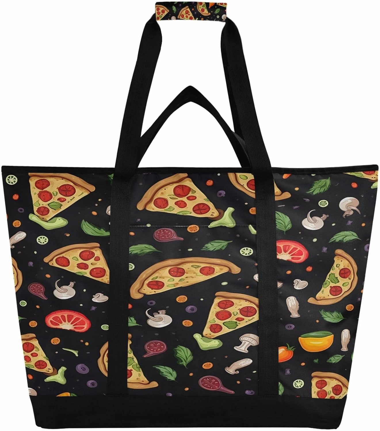 Pizza Background Reusable Insulated Lunchbox Cooler Bag, Leakproof Kitchen Grocery Bag Collapsible Portable Cooler Tote Bag for Picnic, Camping, Office, Travel