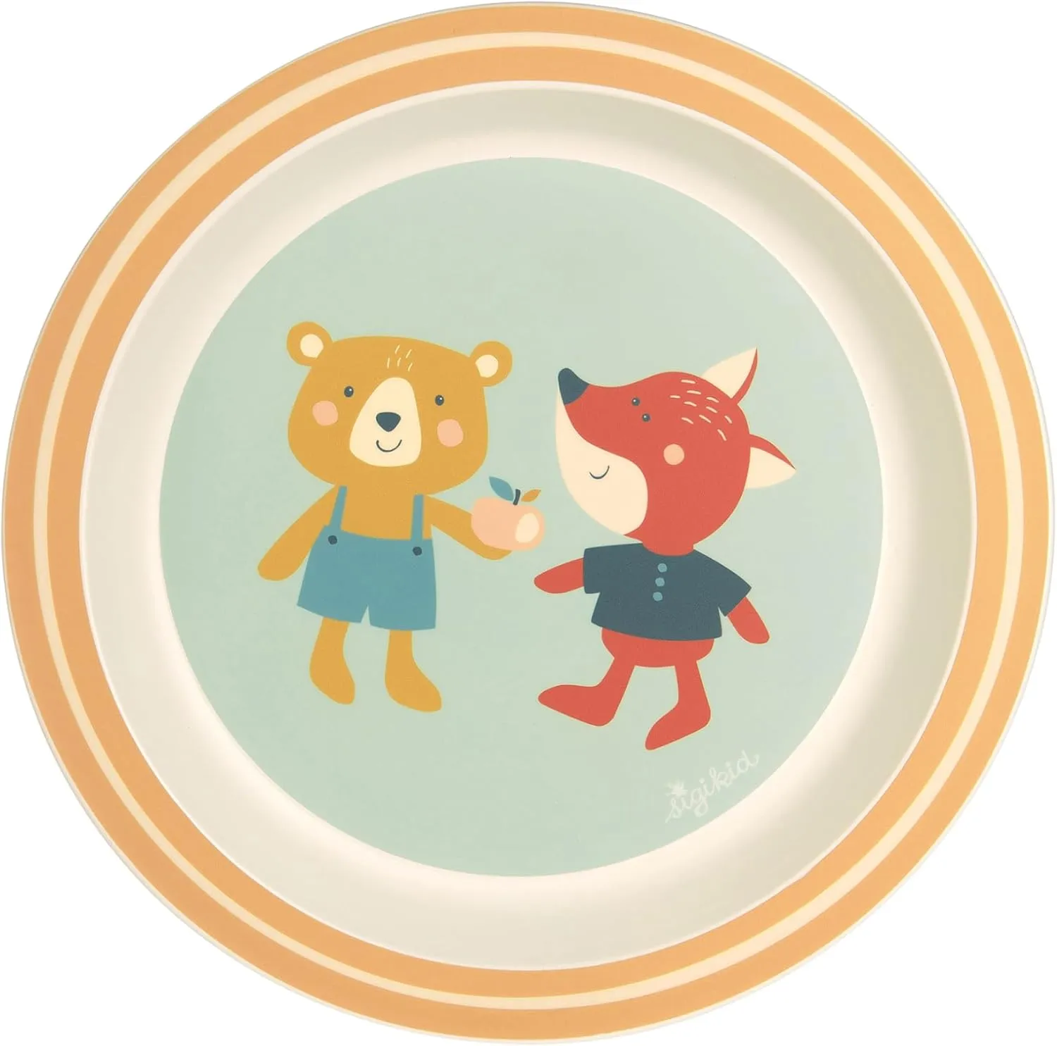 Plate Fox & Bear rPET "4 Friends" Mint, One Size
