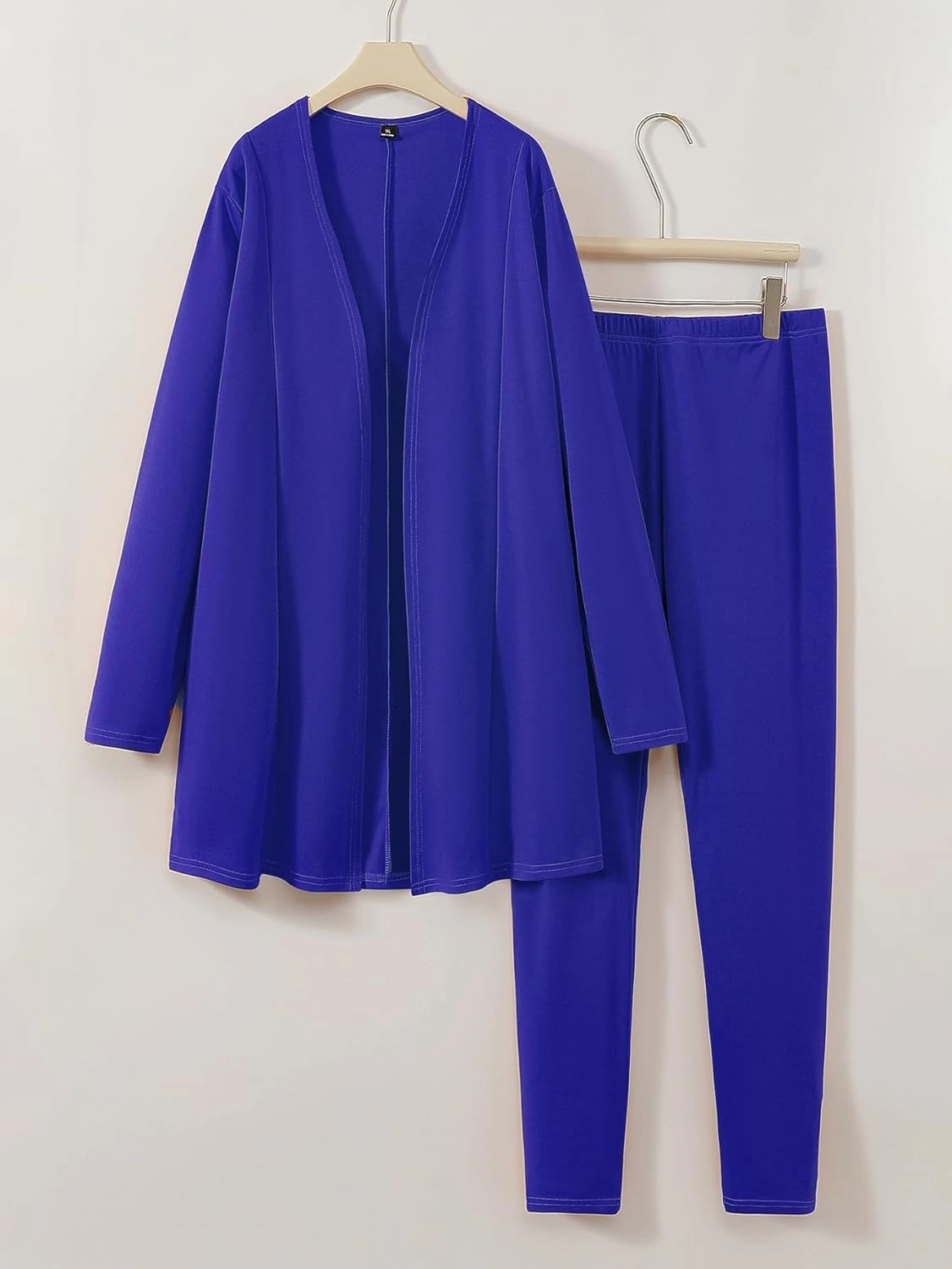 Plus Size Casual Work Pants Suit Set Cropped Jacket Fitted Trousers