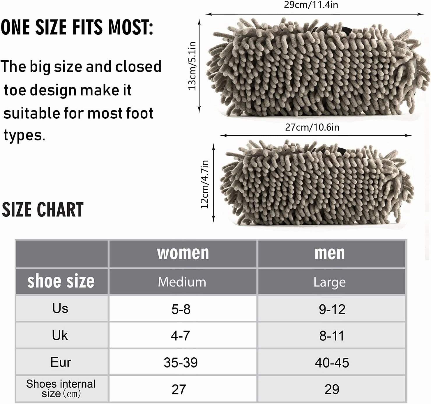 Poeticcity Mop Slippers Shoes, Unisex Cleaning House Slippers Spa Dusting Slippers M-L