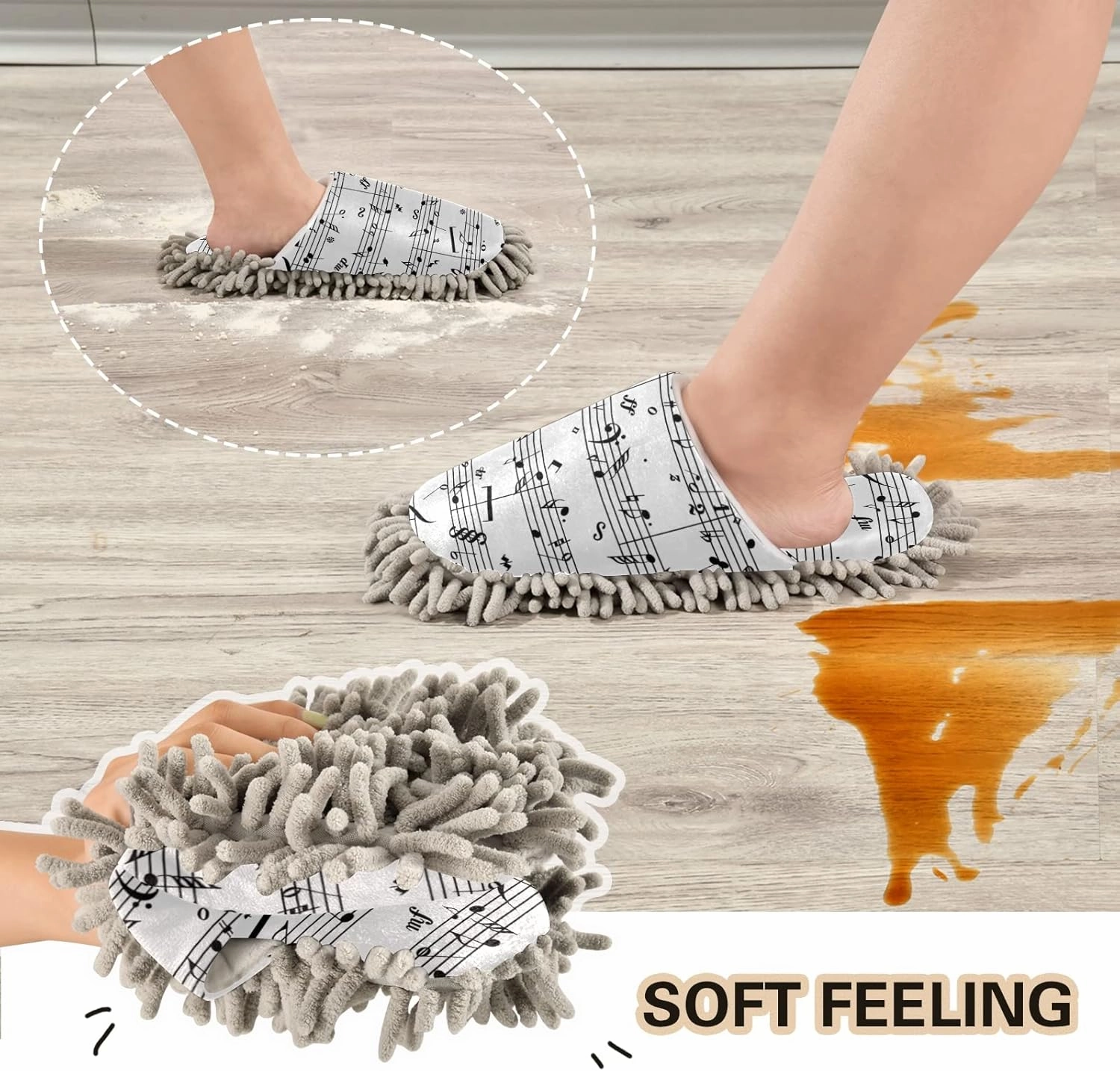 Poeticcity Mop Slippers Shoes, Unisex Cleaning House Slippers Spa Dusting Slippers M-L