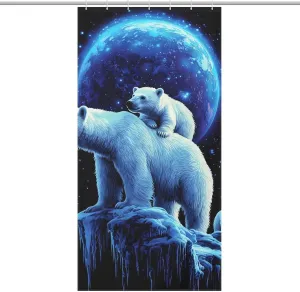 Polar Bear Mom in Spaces Print Shower Curtain Bath Curtains for Bathroom Fabric Liner with Grommets Hooks 36x72Inch（92x183cm）