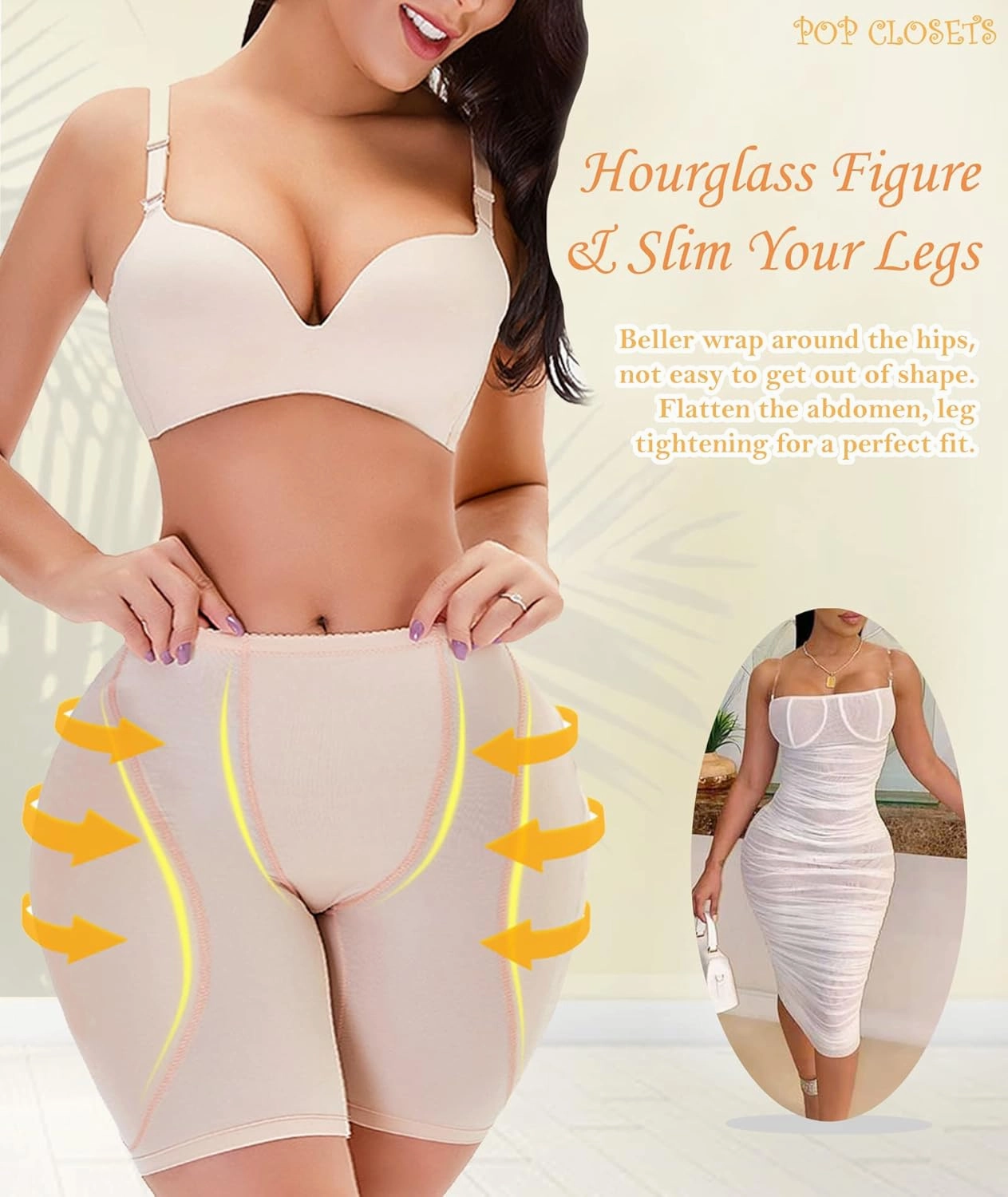 POP CLOSETS Hip Dip Pads for Women Hip Padded Underwear Butt Lifter Pad Panties Butt Enhancer Booty Lifter Shapewear