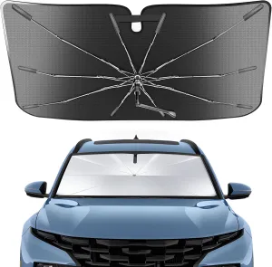 Portable Windshield Sunshade Umbrella Custom Fit for Hyundai Santa Cruz 2022-2025, 2 in1 Ice Crystal Durable Compact Shade Umbrella UPF50  UV Front Window Heat Insulation Protection Outdoor Camping