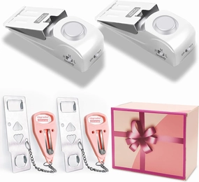 Portable Door Lock Home Security Door Locker Travel Lockdown Locks for Additional Safety and Privacy Perfect for Traveling Hotel Home Apartment College-Pink-4 Pack