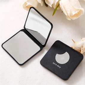 Portable Mini Makeup Mirror Double Sided Square Mirror Handheld Folding Mirror Mini Pocket Mirror (Color : A, Size