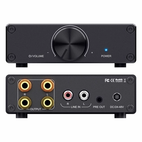 Power Amplifier, 2 Channel 300W x 2 Stereo Audio Amplifier, TPA3255 Hi-Fi Class D Car Integrated Amp Volume Control, for Home Theater, Outdoor, Bookshelf Speakers with DC 32V Power Adapter