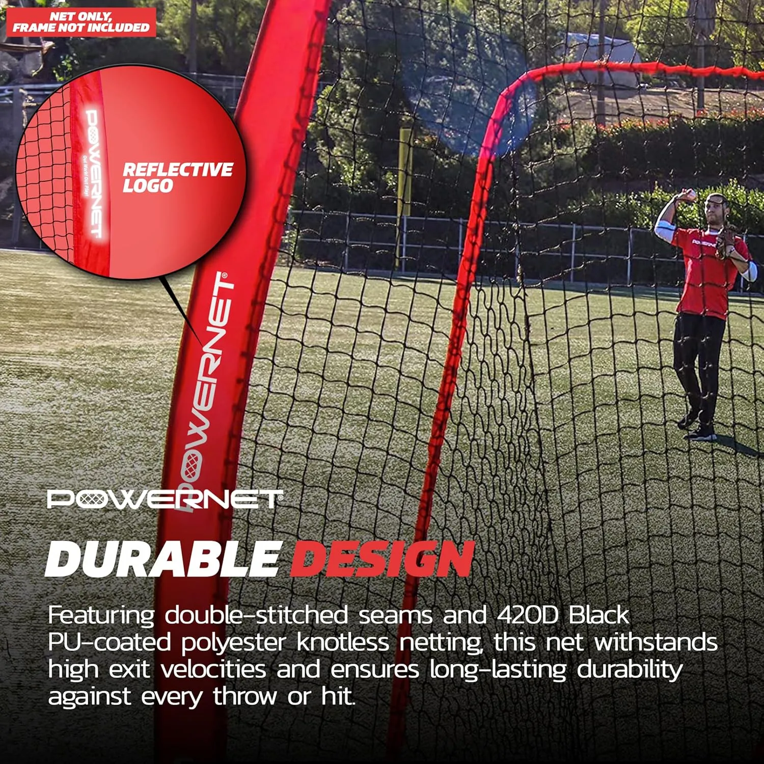PowerNet 4x7 FT Portable Infielder Training NET ONLY, Softball Baseball Replacement Practice Net for Pitching and Hitting, Ball Catcher Pocket, 28 SQFT Protection, Team Colors