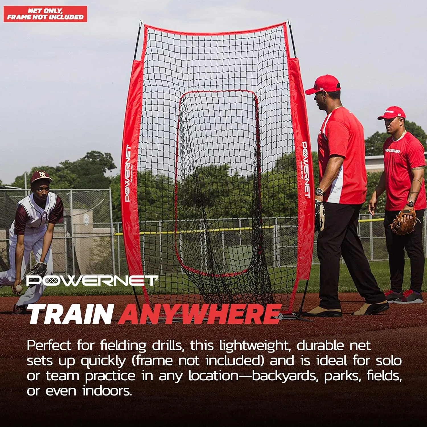 PowerNet 4x7 FT Portable Infielder Training NET ONLY, Softball Baseball Replacement Practice Net for Pitching and Hitting, Ball Catcher Pocket, 28 SQFT Protection, Team Colors