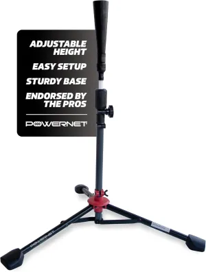 PowerNet Baseball & Softball Batting Tee, Adjustable Height Batting Tee 27.5" - 44", Portable Outdoor Baseball Training Equipment for Hitting Training