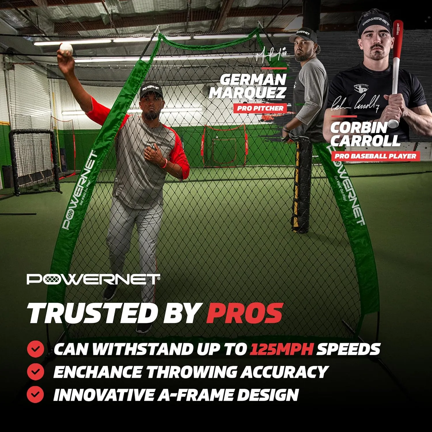 PowerNet Portable Softball & Baseball Batting Practice Pitching Screen, 7-FT I-Frame or A-Frame Pitching Net