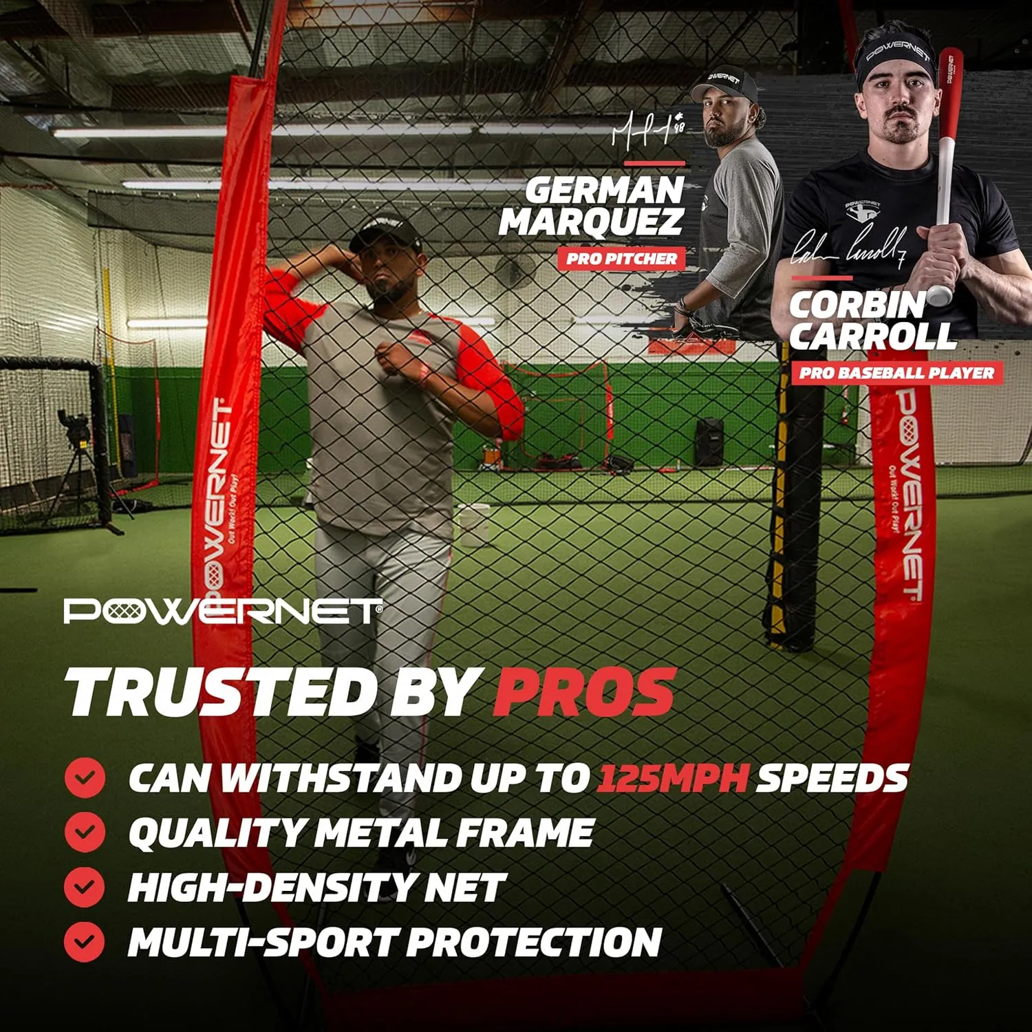 PowerNet Portable Softball & Baseball Batting Practice Pitching Screen, 7-FT I-Frame or A-Frame Pitching Net