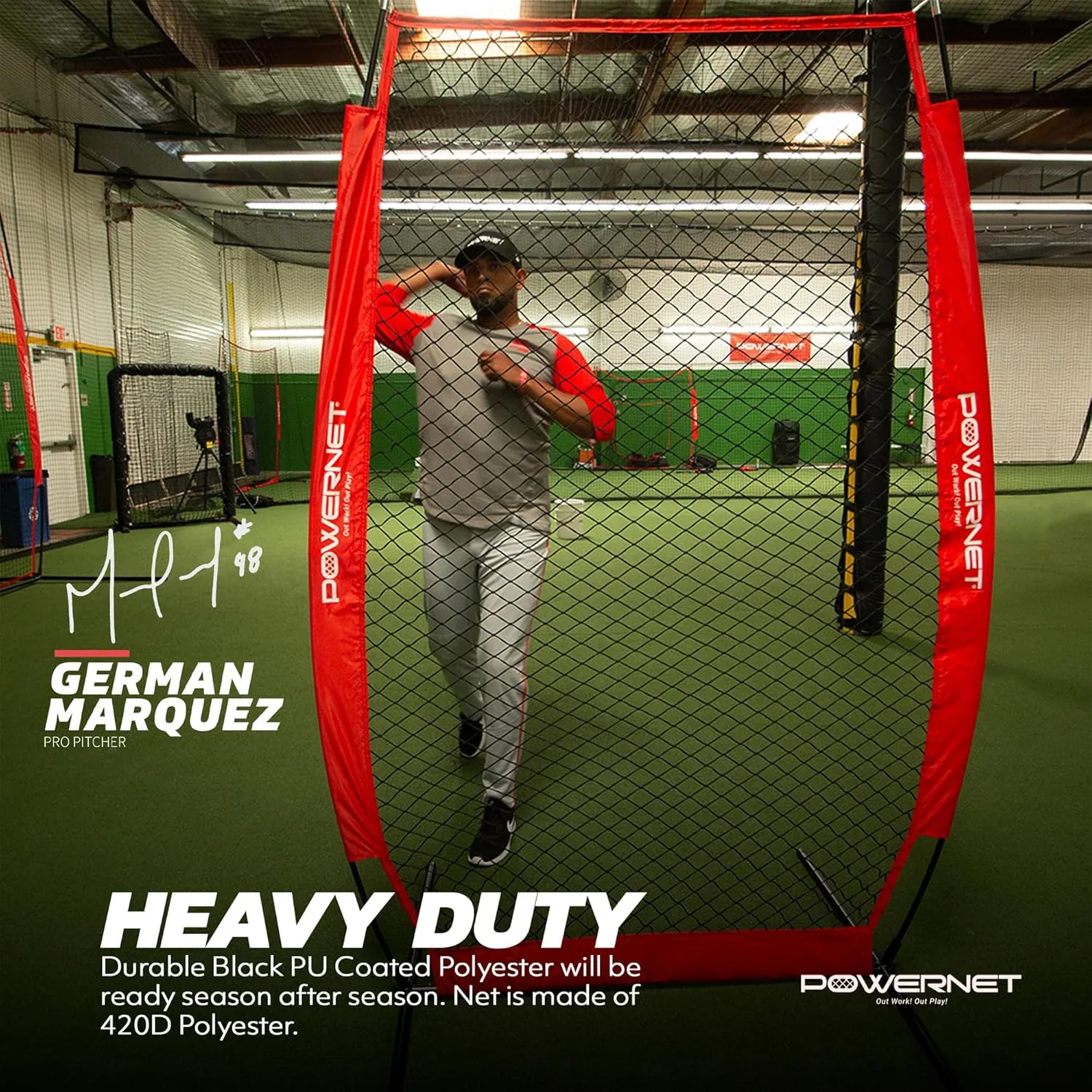 PowerNet Portable Softball & Baseball Batting Practice Pitching Screen, 7-FT I-Frame or A-Frame Pitching Net