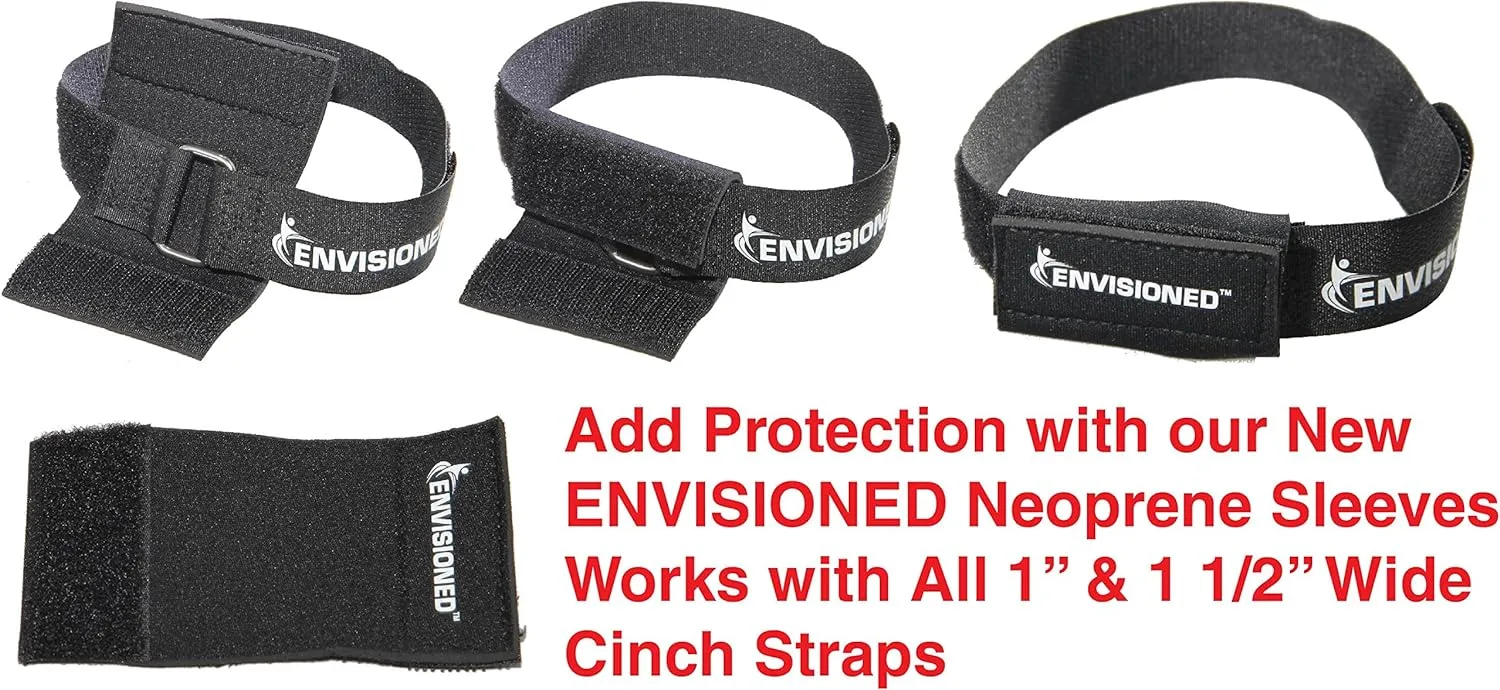 Premium Cinch Straps with Stainless Steel Metal Ring (Buckle), Reusable Durable Hook and Loop, Multipurpose Securing Straps 1" x 20" - 8 Pack Plus 2 Bonus Original Cinch Straps