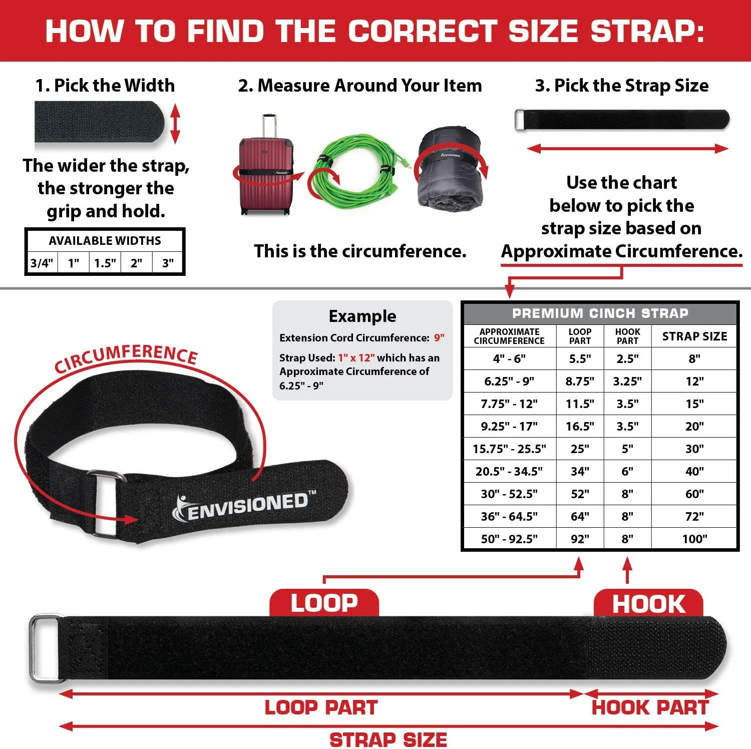 Premium Cinch Straps with Stainless Steel Metal Ring (Buckle), Reusable Durable Hook and Loop, Multipurpose Securing Straps 1" x 20" - 8 Pack Plus 2 Bonus Original Cinch Straps
