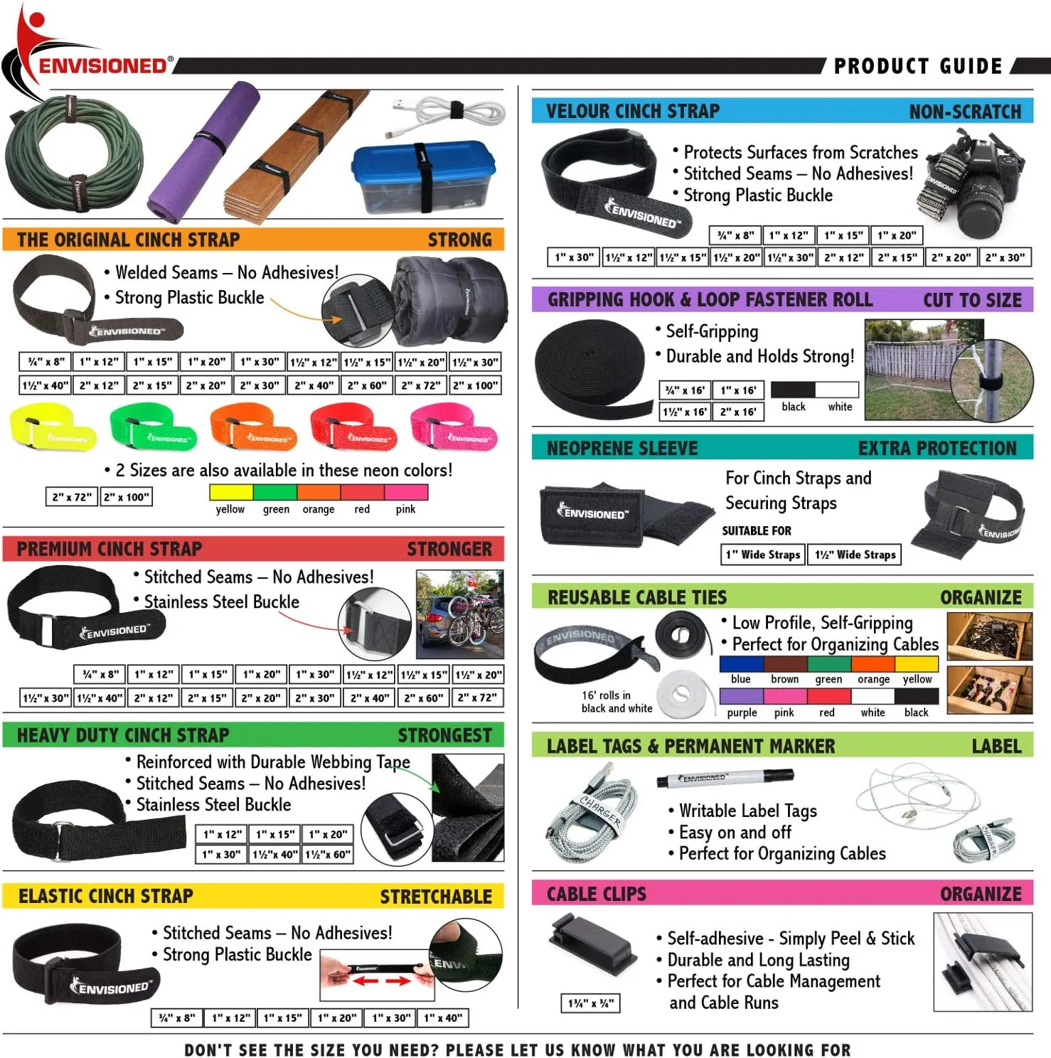 Premium Cinch Straps with Stainless Steel Metal Ring (Buckle), Reusable Durable Hook and Loop, Multipurpose Securing Straps 1" x 20" - 8 Pack Plus 2 Bonus Original Cinch Straps