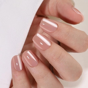 Press On Nails Short Square - Soft Gel Press on Nails Nude Fake Nail Solid Colour False Nails Fit Perfectly Reusable Glue On Nails in 16 Sizes