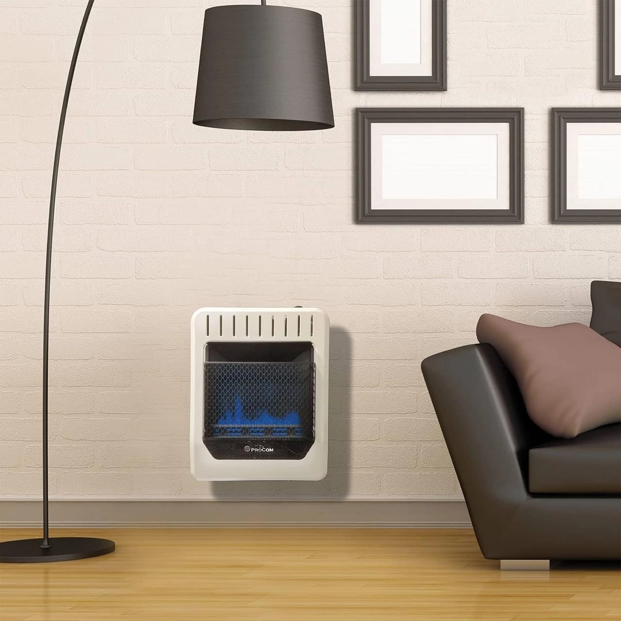 ProCom Heating MN100TBG Natural Gas Blue Flame Space Heater with Thermostat Control for Living Room, BedRoom, Home Office Use, 10000 BTU, Heats Up to 500 Square Feet, White