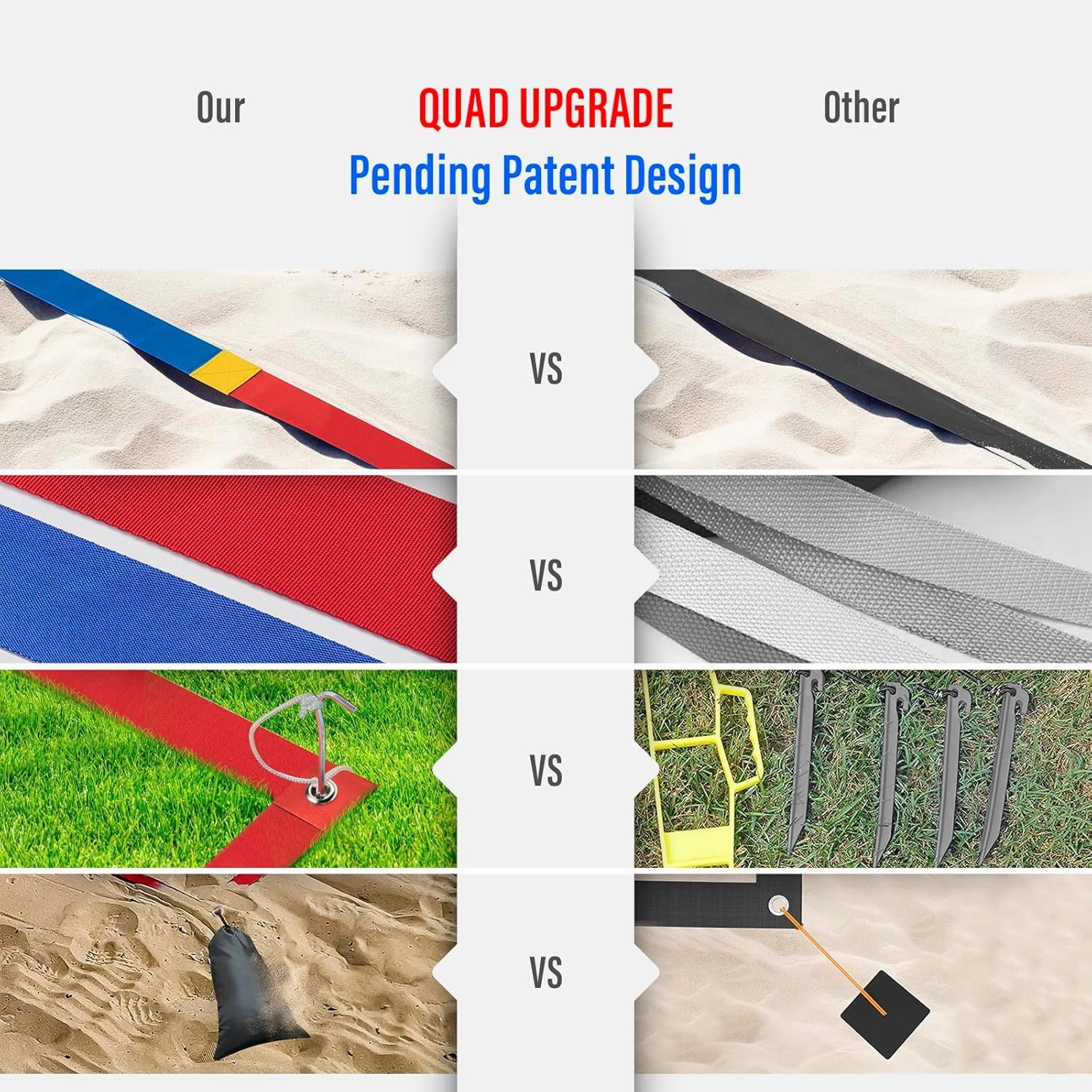 Professional Beach Volleyball Lines for Sand 26.3' X 52.6'| 30' X 60', 2 inch, Better Visible, Upgraded Weather Resistance, with Metal Anchors & Sand Bags