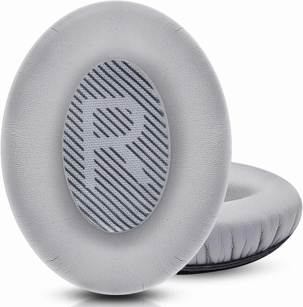 Professional Headphone Replacement Ear Pads for Bose QuietComfort 35 QC 2 15 25 Earpads Cushion for QC2 QC15 QC25 SoundTrue SoundLink Around-Ear Headphones (QC35/35ii, Silver Cushion   Grey Mat)