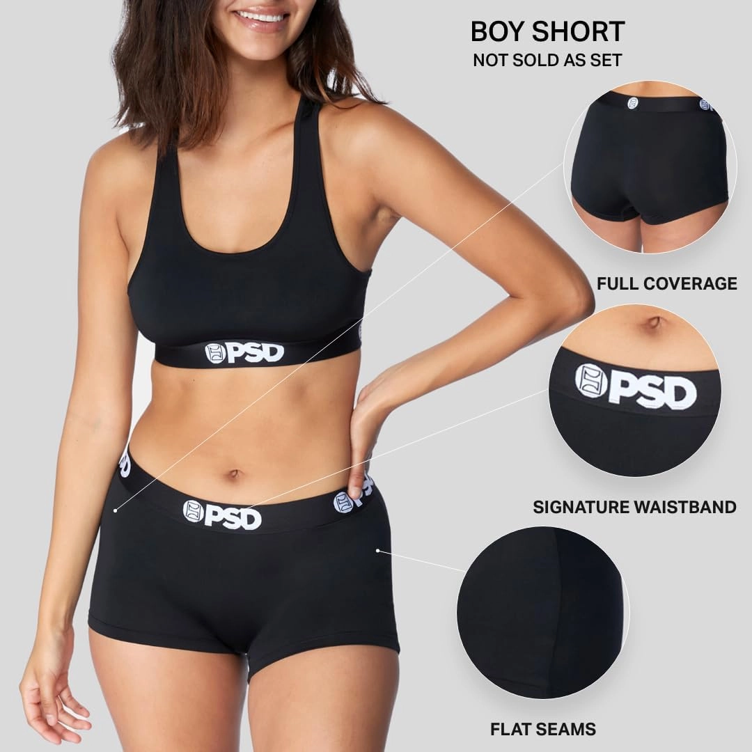 PSD Women's Hooters Boy Shorts - Full Coverage Women's Underwear - Comfortable Stretch Panties for Women