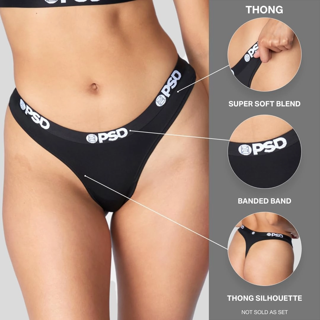 PSD Women's Playboy Thong - Minimal Coverage Women's Underwear - Comfortable Stretch Panties for Women