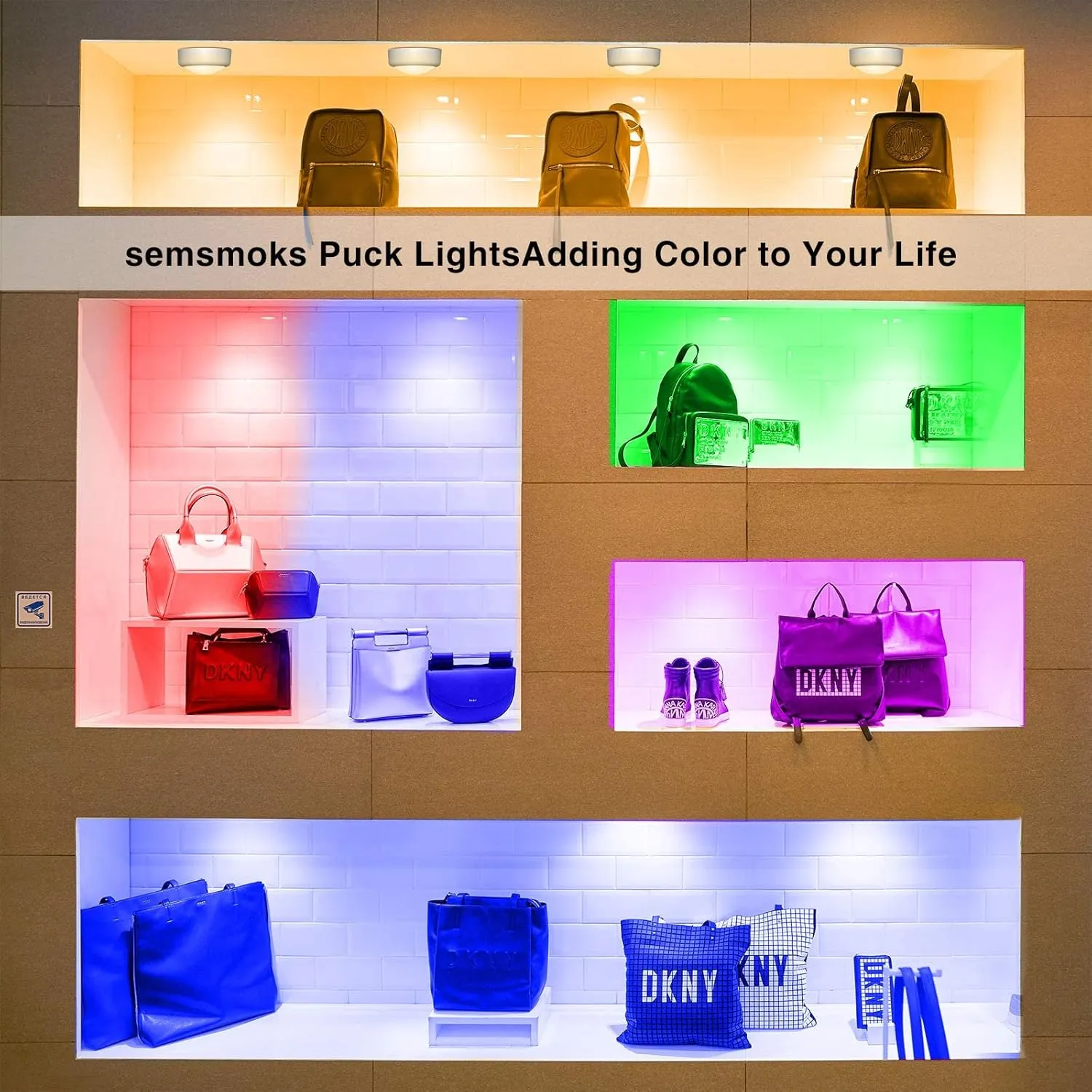 Puck Lights with Remote Control, Battery Operated LED Push Light Wireless, 13 Color RGB - for Closet, Bedroom Wall, Under Cabinet, Battery Powered Puck Lights. Convenient 3M Stick On, 6 Pack