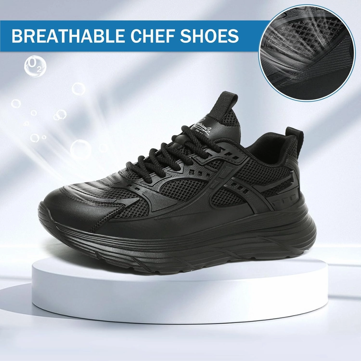 Qiucdzi Non Slip Work Shoes for Men Food Service Oil Resistant Sneakers Lightweight Chef Comfortable Walking Shoes for Restaurant Breathable Work & Safety Footwear