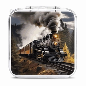 QMNBTES Steam Train Switch Game Case Switch Game Holder Cartridge Case Storage 12 Games & 2 Micro Sd Card Slots, Travel Carry Cases, Portable Games Card Storage, Hard Shell, Buckle Closure