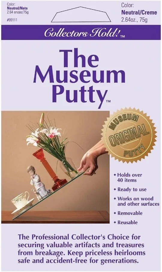 Quakehold Collectors Hold Museum Putty ,Silver ,2 Pack
