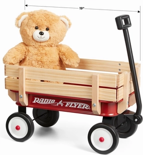 Radio Flyer My 1st Steel & Wood Toy Wagon with Teddy Bear, 19" Long Toy Wagon for Kids 1.5 