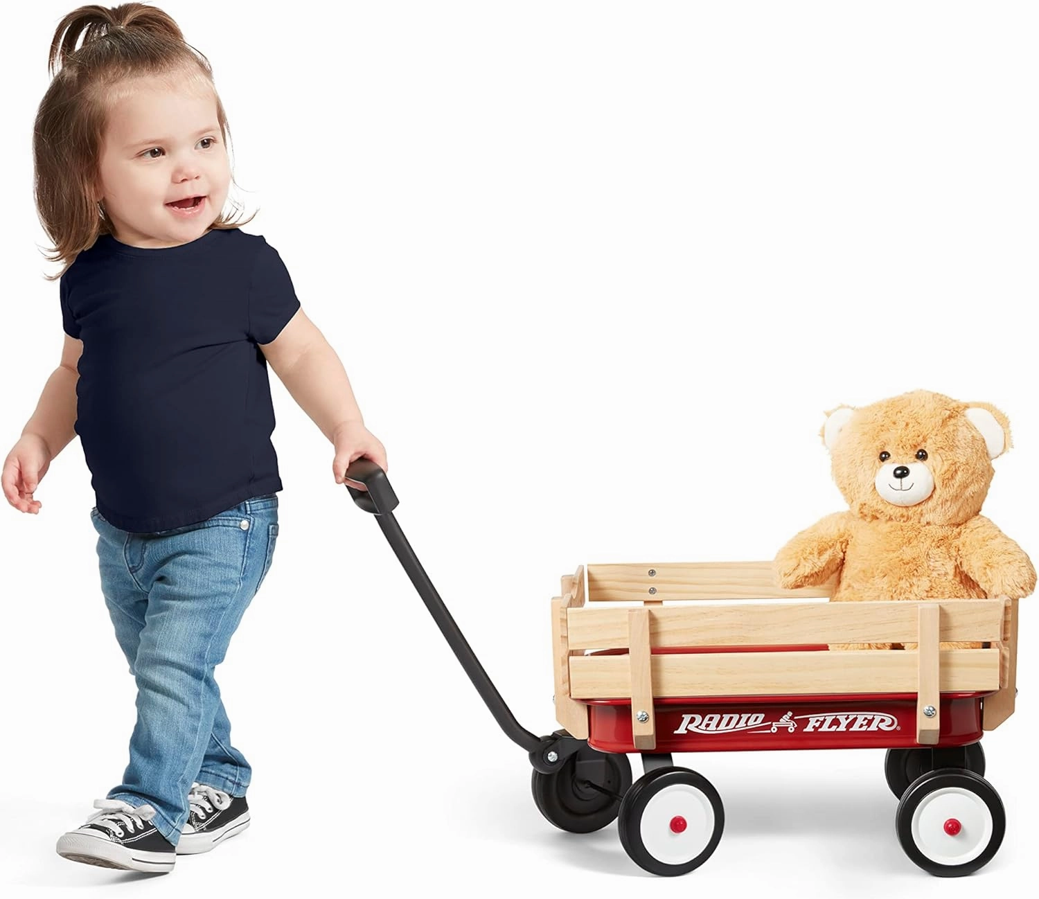 Radio Flyer My 1st Steel & Wood Toy Wagon with Teddy Bear, 19" Long Toy Wagon for Kids 1.5 