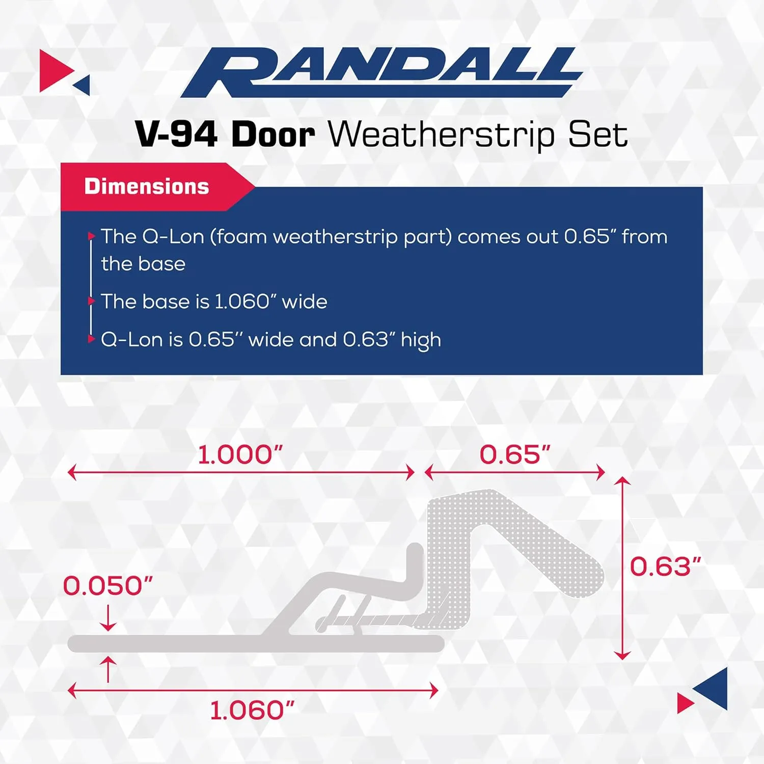 Randall Manufacturing Co., Inc | Aluminum and Q-LON Weatherstrip Doorstop Set | 2 – 84” Side Pieces & 1 – 36” Top Piece | White | Easy Installation | Made in The USA
