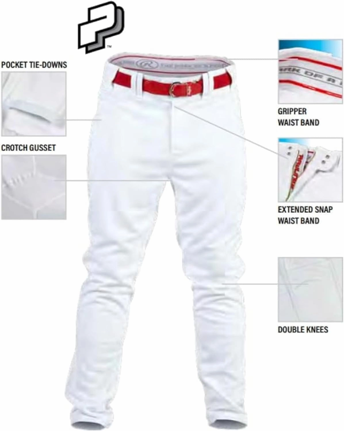 Rawlings Men's Pro 150 Series Baseball Pant | Full Length Semi-Relaxed Fit | Adult Sizes | Solid Color Options